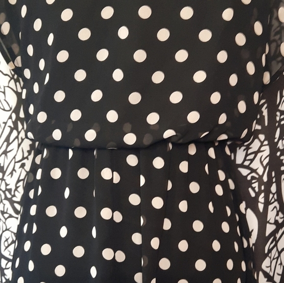 Black & White Polka Dot Blouson Dress - Picture 2 of 6